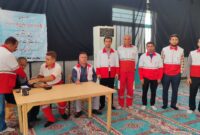 برپایی ابستگاه سلامت هلال احمر در نمازجمعه
