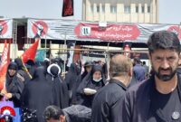 استقرار مواکب قرارگاه حضرت ولیعصر(عج) بهمئی در مراسم بدرقه شهید